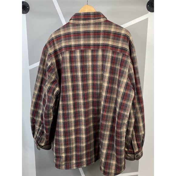Woolrich Fleece Lined Full Snap Shirt Jacket Men’s XL Plaid Merlot Ombre Jac - Picture 2 of 16